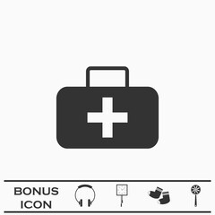 Medicine chest icon flat.