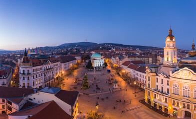 Obraz premium Aerial view of beautiful Pecs at christmas time