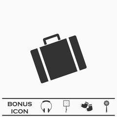 Suitcase icon flat.