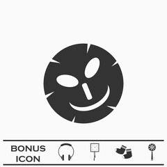 Cosmetic mask icon flat.