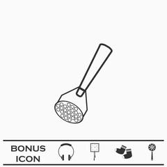 Potato masher icon flat.