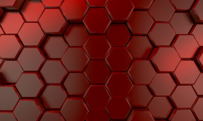 Abstract luxury background with red hexagons.Background with hexagons at different levels. 3d rendering.
