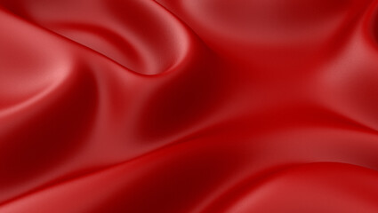 Background of red fabric. Beautiful smooth folds of fabric. Background for advertising. 3d rendering.