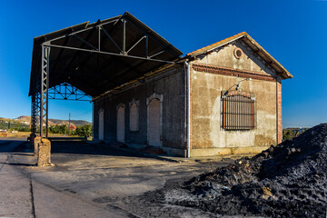 Fototapeta na wymiar Old railway building in Puertollano, Ciudad Real, Spain