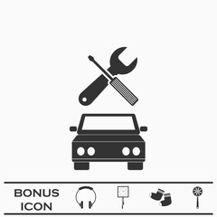 Car service icon flat