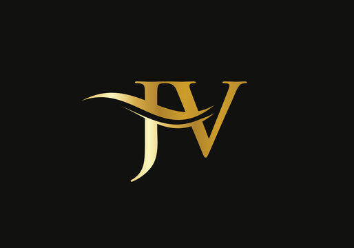 Initial JV logo design. Creative and Minimalist Letter JV Logo Design with water wave concept.