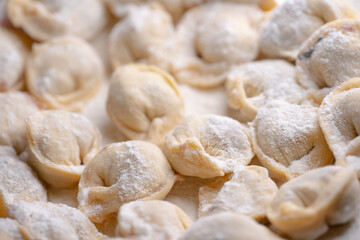 Dumplings made of dough, covered in flour