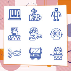 Simple set of 9 icons related to abbot