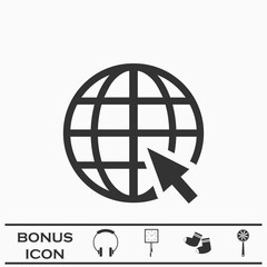 Globe web icon flat