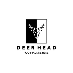 head deer vintage minimalist logo vector illustration design