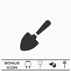 Garden shovel icon flat