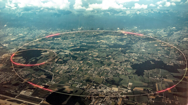 GENEVA, SWITZERLAND-SEPTEMBER 2014. Components of the CERN particle accelerator located underground.