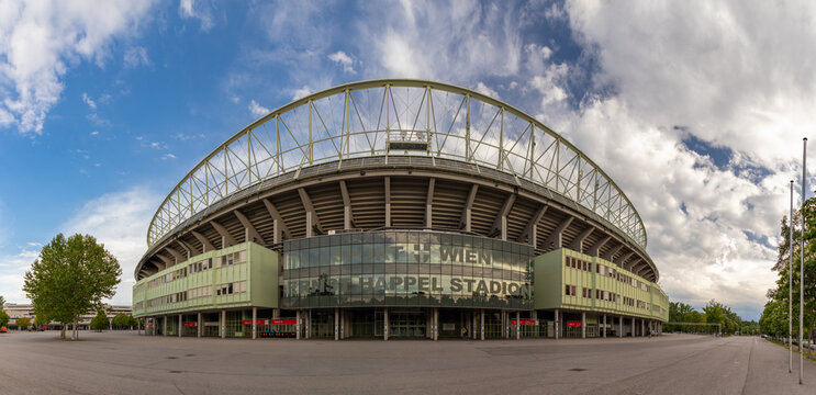 Vienna, Austria - May 11, 2019: A panorama picture of the Ernst Happel Stadium.