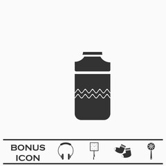 Plastic bottle icon flat
