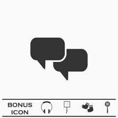Chat with dialog clouds icon flat