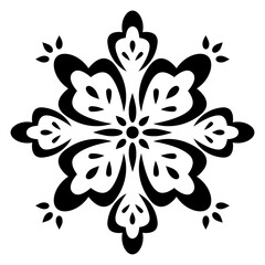 Black and white pattern. The vector illustration looks like a flower.