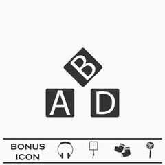 Alphabet cubes icon flat