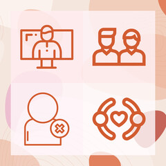 Simple set of mentor related lineal icons