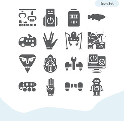 Simple set of fabrication related filled icons.