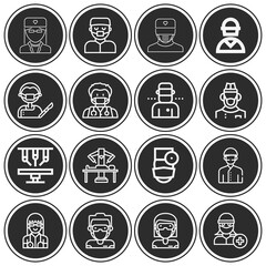 16 pack of walter reed  lineal web icons set
