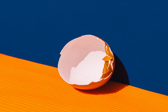 Studio shot of broken eggshell