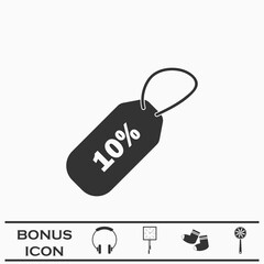 10 percent discount icon flat