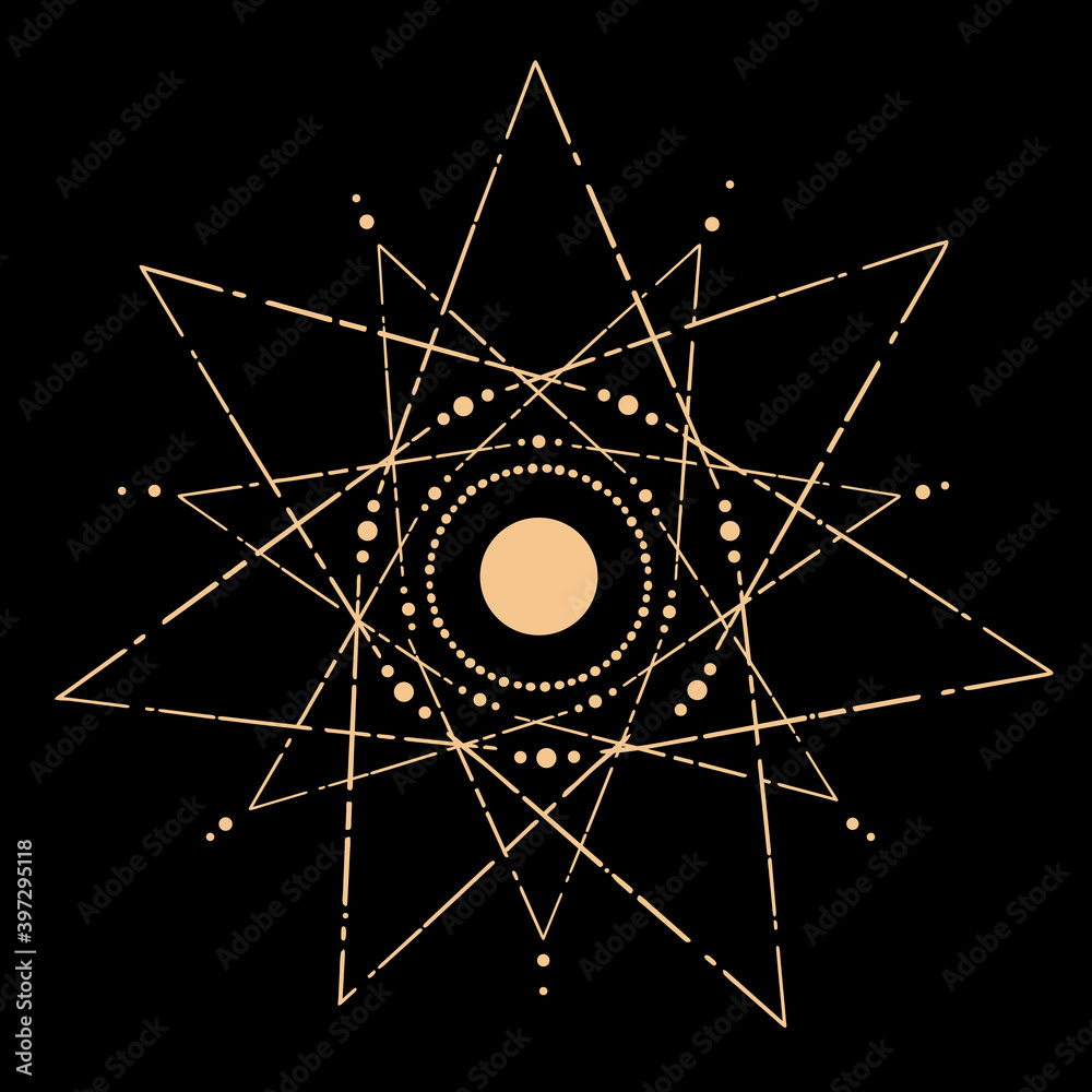 Wall mural cosmic esoteric composition of lines in the shape of a star