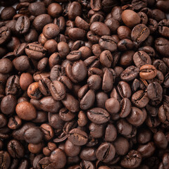 Ripresa ravvicina di chicchi di caffè arabica 