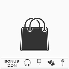 Shopping bag icon flat