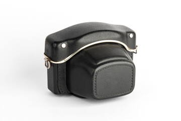 Vintage Leather Camera Case. Black color SLR camera case.