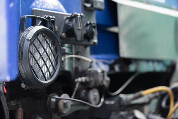 Rear light lamp of truck cabin close up background.