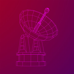 Radar. Directional radio antenna with satellite dish