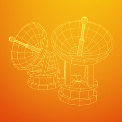 Radar. Directional radio antenna with satellite dish