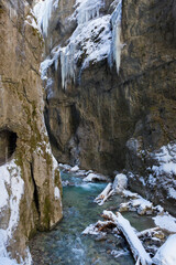 Partnachklamm in Garmisch-Partenkirchen, Bavaria, Germany, wintertime