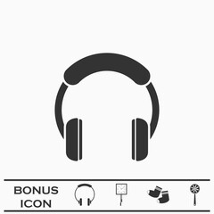 Fototapeta na wymiar Headphones icon flat