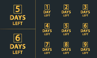 Number of days left template badge in golden color