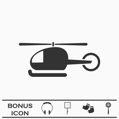 Helicopter icon flat