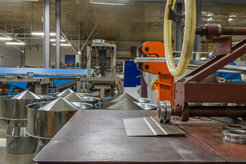 Bending rolling machine. Factory of metal products.