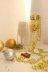 
create New Year's decor on the table
