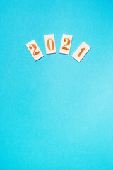 new year's numbers 2021 on a blue background