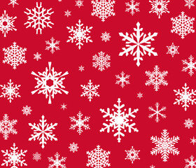 White Snowflakes with Red Background