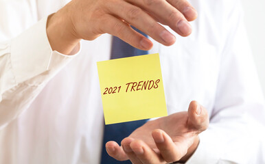 Trends of 2021 new year. Inscription. Business concept