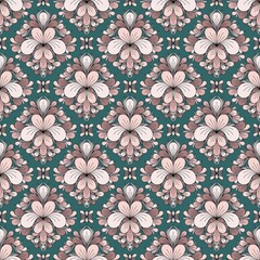 EMERALD BACKGROUND WITH BEIGE PLANT ELEMENTS