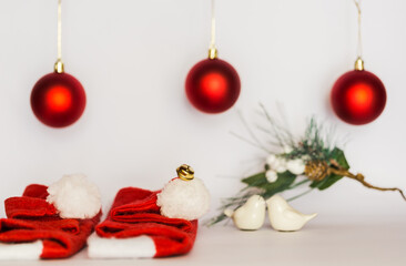christmas decorations on white background