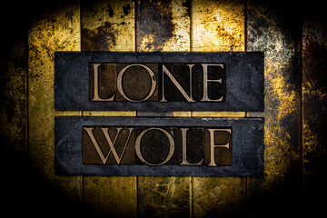 Lone Wolf text on grunge bronze with textured copper and gold background