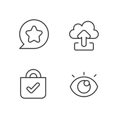 Easy to use interface creation process pixel perfect linear icons set. Uploading data to remote server. Customizable thin line contour symbols. Isolated vector outline illustrations. Editable stroke
