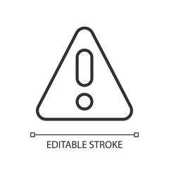 Warning pixel perfect linear icon. Emergency message for user. Danger situation notification. Thin line customizable illustration. Contour symbol. Vector isolated outline drawing. Editable stroke