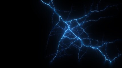 Glowing Thunder Light Effect In Black Background