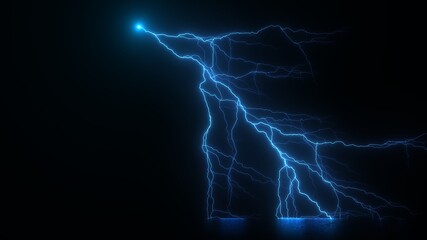 Glowing Thunder Light Effect In Black Background