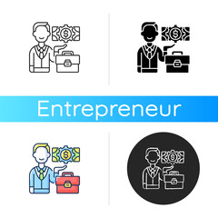 Businessman icon. Linear black and RGB color styles. Successful entrepreneur, company employee. Bank manager, professional financier, business investor. Isolated vector illustrations